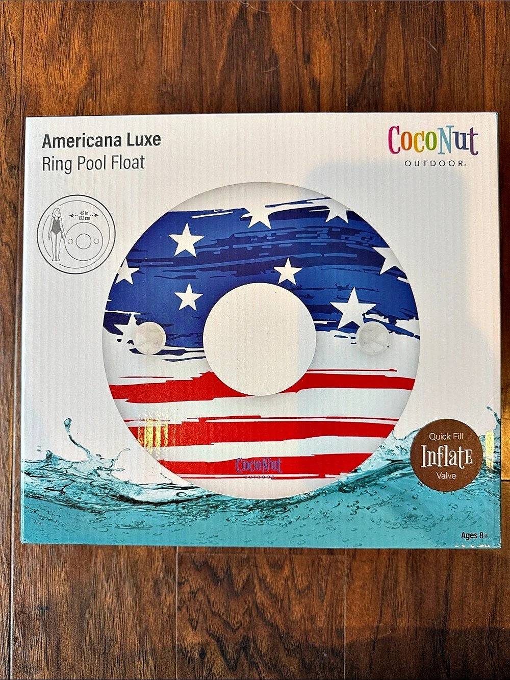 Coconut Outdoor Americana Luxe Ring Pool Float Ring Pool Float Blue & Red NWT